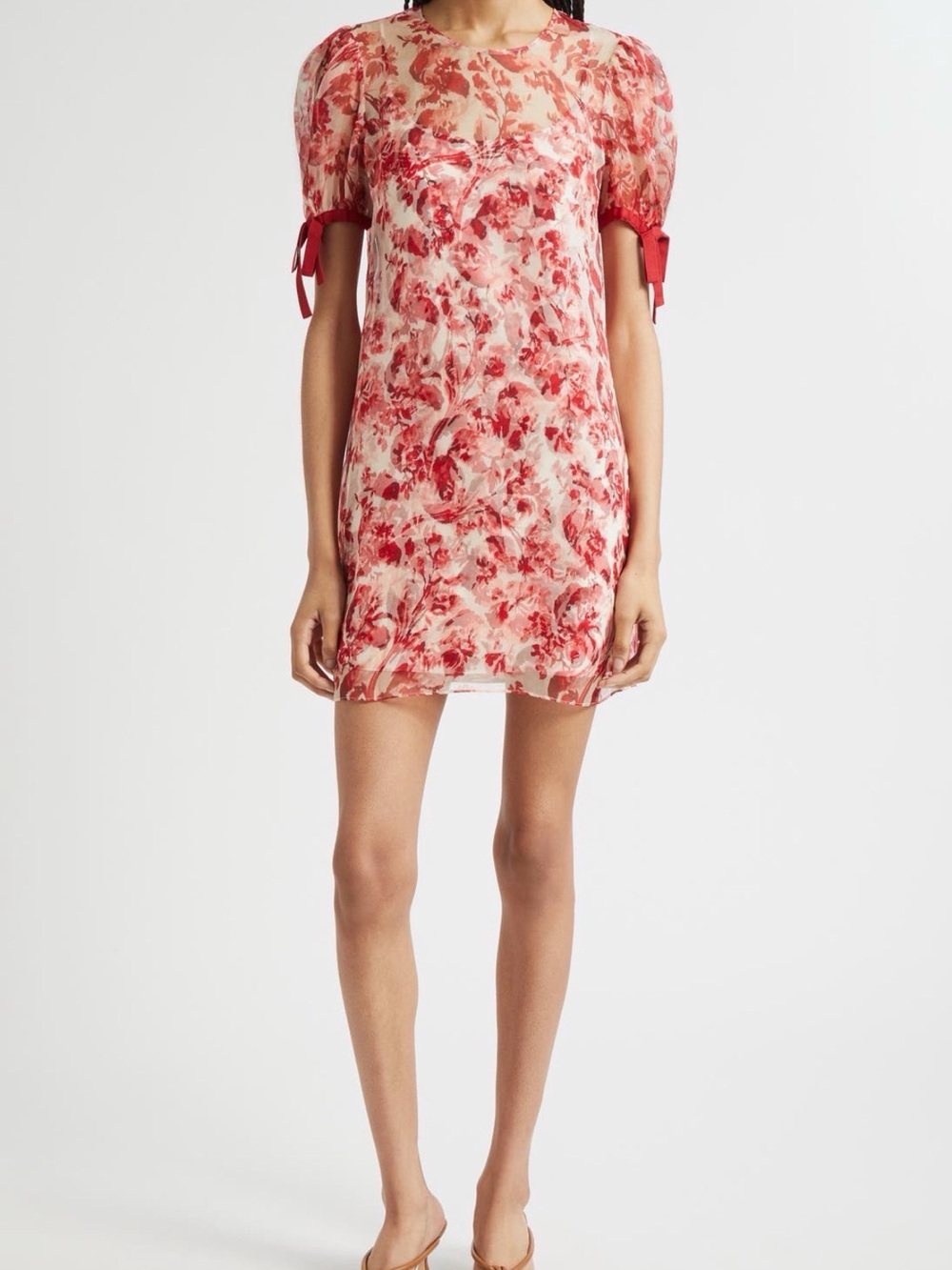 cinq a sept junnet floral ribbons silk minidress